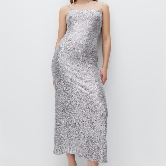 H&M TIE-DETAIL SLIP DRESS S NWT - Picture 1 of 6